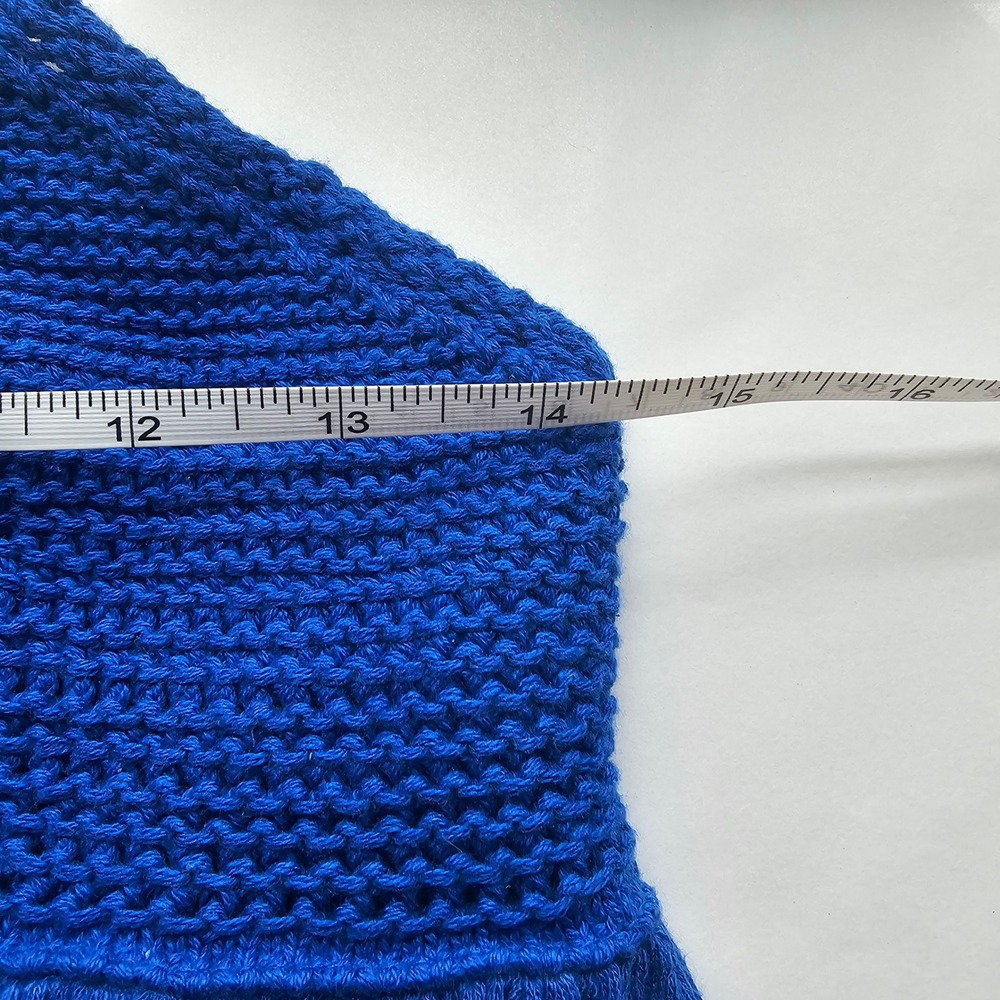 Free People Crochet Halter Tank Top XS Blue Boho Festival Strappy Peplum Hippie - Picture 8 of 8